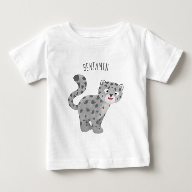 Tecknaden Cute snö leopard T Shirt (Framsida)