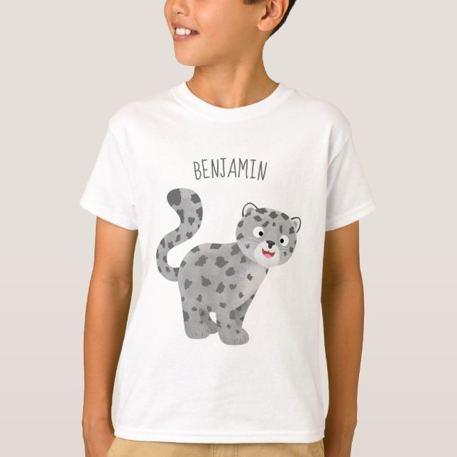 Tecknaden Cute snö leopard T Shirt (Framsida)