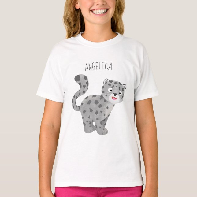 Tecknaden Cute snö leopard T Shirt (Framsida)