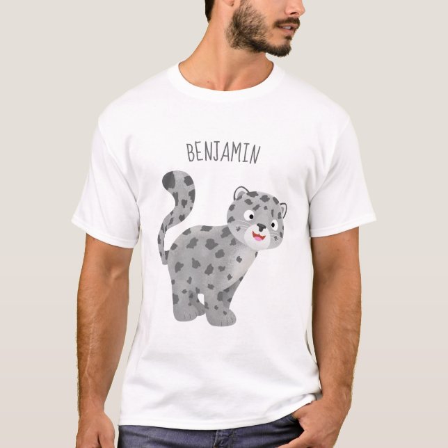 Tecknaden Cute snö leopard T Shirt (Framsida)