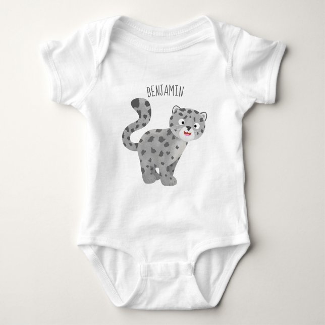 Tecknaden Cute snö leopard T Shirt (Framsida)