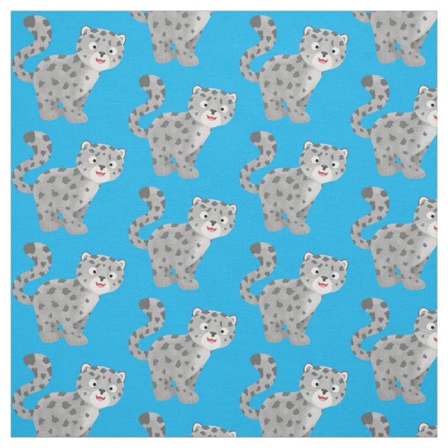 Tecknaden Cute snö leopard Tyg (Provkarta)