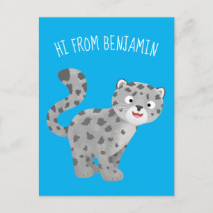 Tecknaden Cute snö leopard Vykort
