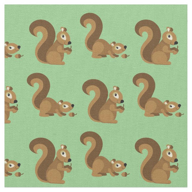Tecknaden Cute Squirrels Kids Tyg (Närbild)