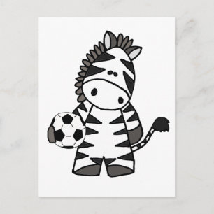 Tecknaden Cute Zebra spelar fotboll Vykort