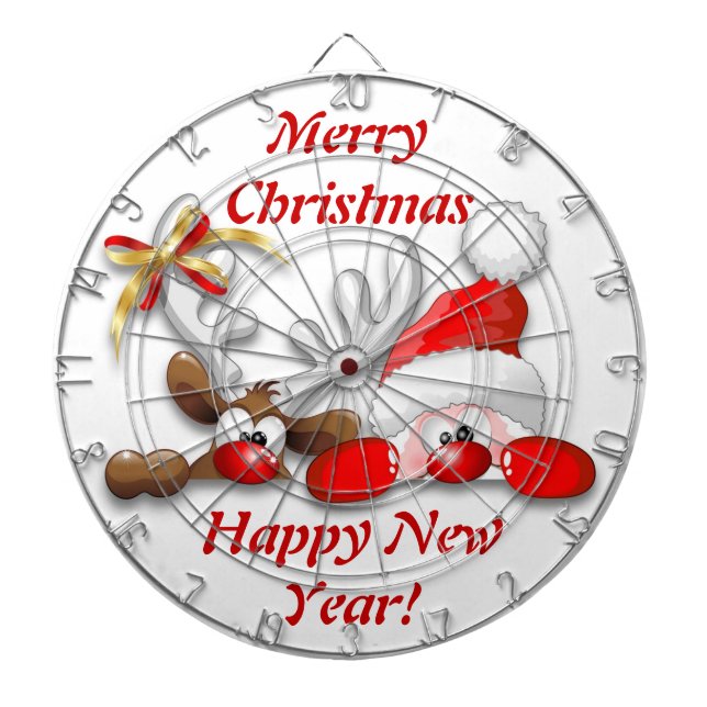 Tecknaden Dartboard, den vackra Santa och Reindeer Piltavla (Framsidan)
