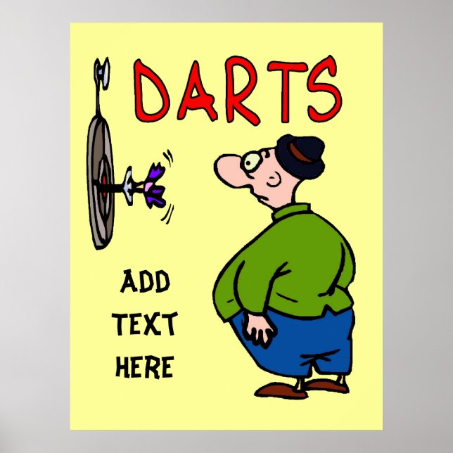 Tecknaden Darts Player Poster (Framsidan)