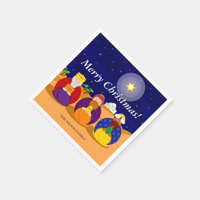 Tecknaden "De tre Kung" / "Tre Wise Manar". Pappersservett (Hörn)