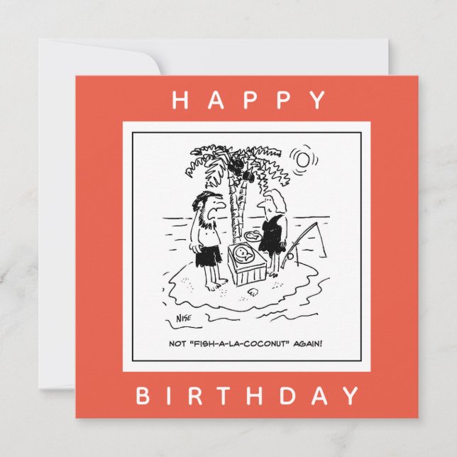 Tecknaden Desert Island Fish & Coconut Menu Kort (Framsida)