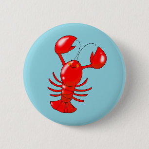 Tecknaden Design för Cute Smiling Lobster Knapp