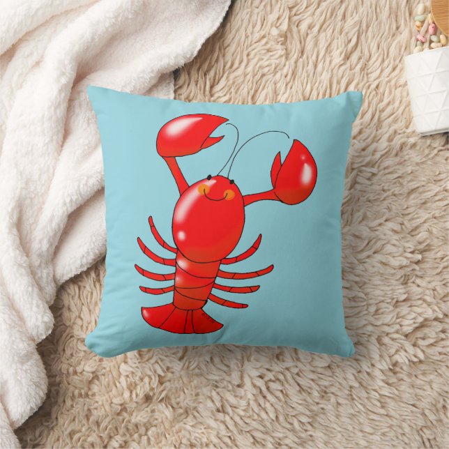 Tecknaden Design för Cute Smiling Lobster Kudde (Filt)