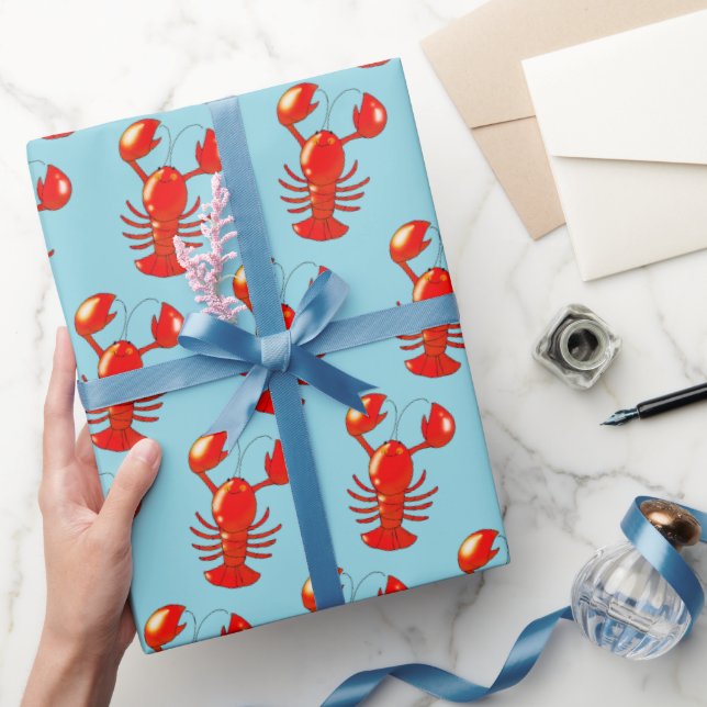 Tecknaden Design för Cute Smiling Lobster Presentpapper (Gifting)