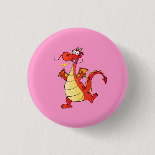 Tecknaden Dragon Funny Lycklig Fantasy Fiction Tec Knapp