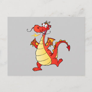 Tecknaden Dragon Funny Lycklig Fantasy Fiction Tec Vykort