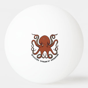 Tecknaden Fierce Red Octopus Tentacles med text Pingisboll