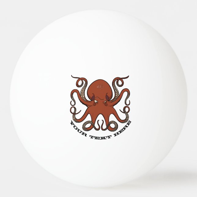 Tecknaden Fierce Red Octopus Tentacles med text Pingisboll (Framsidan)