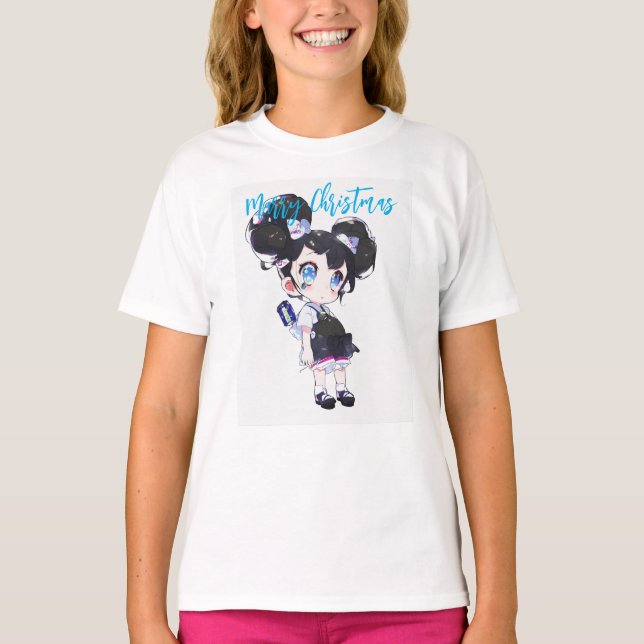 Tecknaden Flickor med klädesmall Flickor Kids T-Sh T Shirt (Framsida)