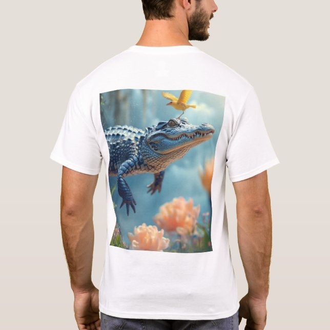 Tecknaden Flygande krokodil | Cute och Funny Anima T Shirt (Baksida)
