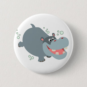 Tecknaden för att slappna av i Cute Swimming Hippo Knapp