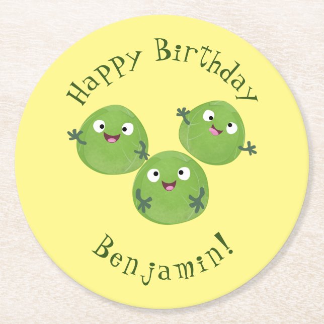 Tecknaden för brysselkål underlägg papper rund (Framsidan)