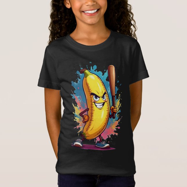Tecknaden för den populära Banana Baseball Player  T Shirt (Framsida)