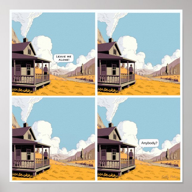 Tecknaden för ensamhet Poster utskrift av väggkons (Framsidan)