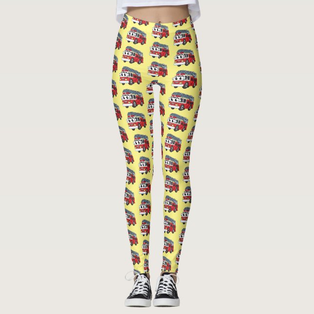 Tecknaden för förbränningsmotor för Cute lycklig Leggings (Framsida)