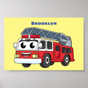 Tecknaden för förbränningsmotor för Cute lycklig Poster