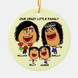 Tecknaden för julfamiljen Crazy Julgransprydnad Keramik