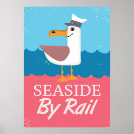 Tecknaden för reseaffischen för Seaside vintage st Poster