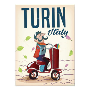 Tecknaden för Turin italienvintage reser affischen Fototryck