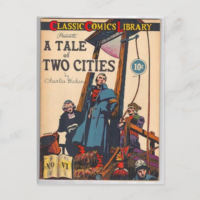 Tecknaden för två städer vykort (Framsida)