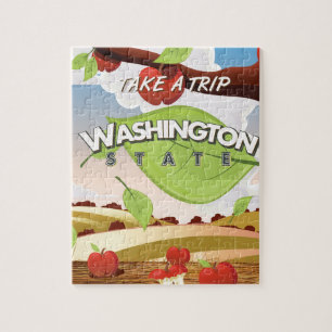 Tecknaden för Washington State Apple träd Travel P Pussel