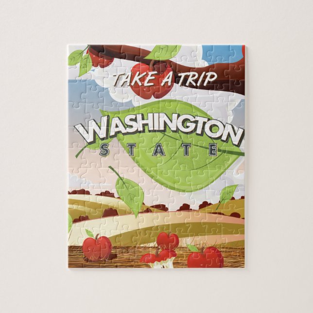 Tecknaden för Washington State Apple träd Travel P Pussel (Vertikal)