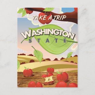 Tecknaden för Washington State Apple träd Travel P Vykort