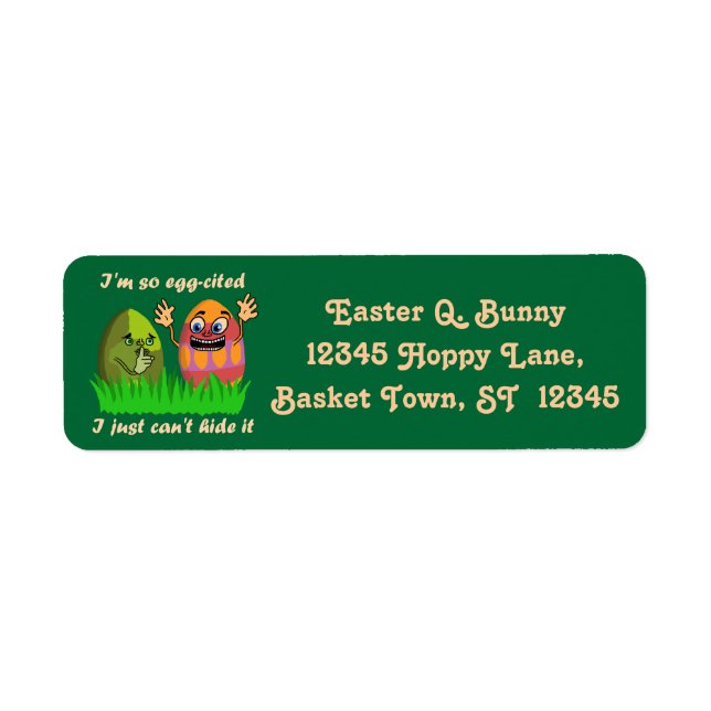 Tecknaden Funny Cute Påskägg Returadress Etikett (Framsidan)