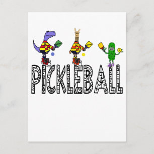 Tecknaden Funny Pickleball Players Animals Vykort