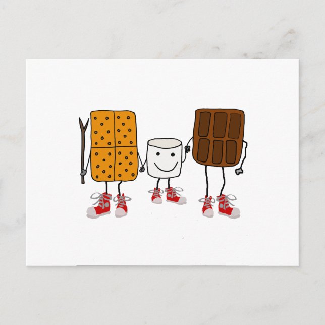 Tecknaden Funny Smores Characters Vykort (Framsida)