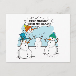 Tecknaden Funny Winter-Snögubbar Vykort