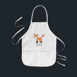 Tecknaden Girls Cute Woodland Fox och Namn Barnförkläde<br><div class="desc">Den här vackra barnens apron har en underbar,  designad tecknad för skogrävar. Den här fina designen har också en ställe för dig att lägga till din flickas namn. Perfektens skogsdesign för din lilla skog!</div>