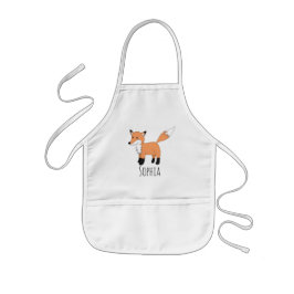 Tecknaden Girls Cute Woodland Fox och Namn Barnförkläde