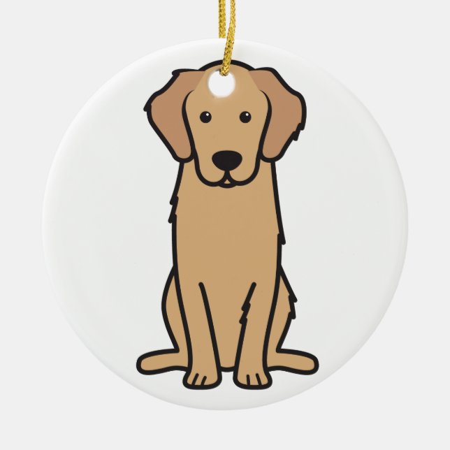 Tecknaden Golden Retriever Hund Julgransprydnad Keramik (Framsidan)
