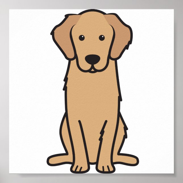 Tecknaden Golden Retriever Hund Poster (Framsidan)