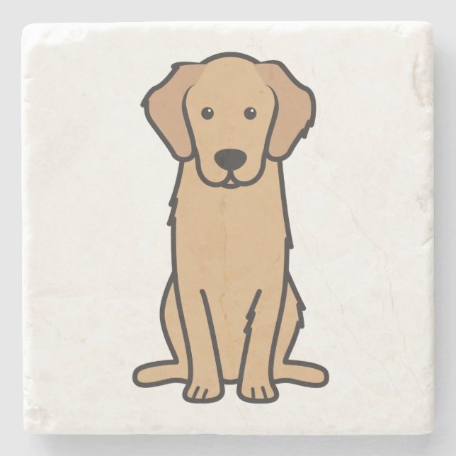 Tecknaden Golden Retriever Hund Underlägg Sten (Framsidan)