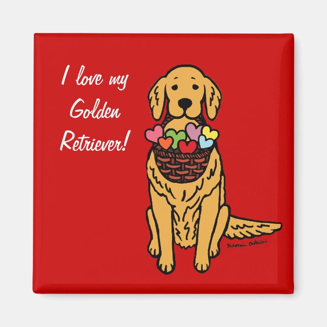 Tecknaden Golden Retriever Magnet (Framsidan)
