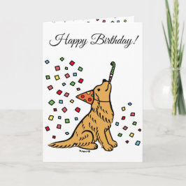 Tecknaden Golden Retriever på födelsedagen Kort