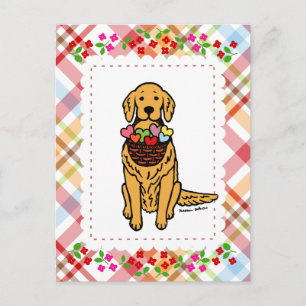 Tecknaden Golden Retriever Vykort