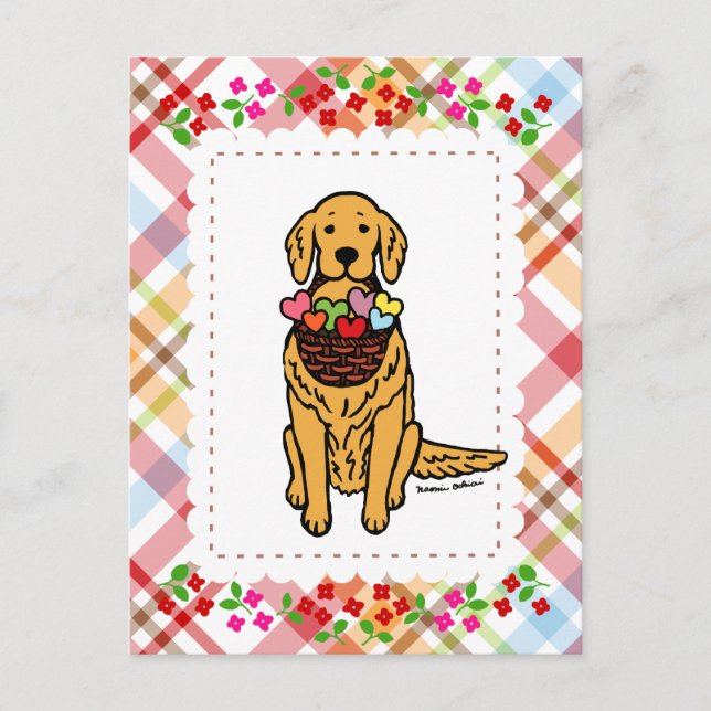 Tecknaden Golden Retriever Vykort (Framsida)