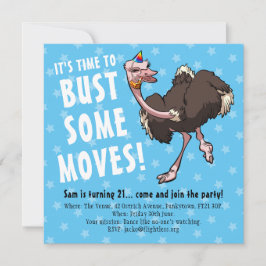 Tecknaden grattis på födelsedagen Party Ostrich Da Inbjudningar