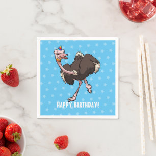 Tecknaden grattis på födelsedagen Party Ostrich Da Pappersservett